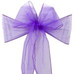 Purple Organza Chair Sashes - 50PCS for Weddings