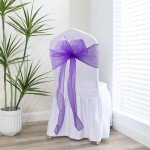 Purple Organza Chair Sashes - 50PCS for Weddings