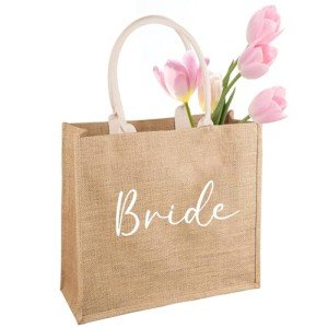 Minimalist Jute Bride Tote Bag for Weddings