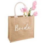 Minimalist Jute Bride Tote Bag for Weddings