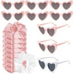 Heart Shaped Sunglasses & Hair Scrunchies Set