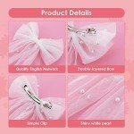 Pearl White Bridal Hair Bow and Veil Set