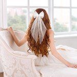 Pearl White Bridal Hair Bow and Veil Set