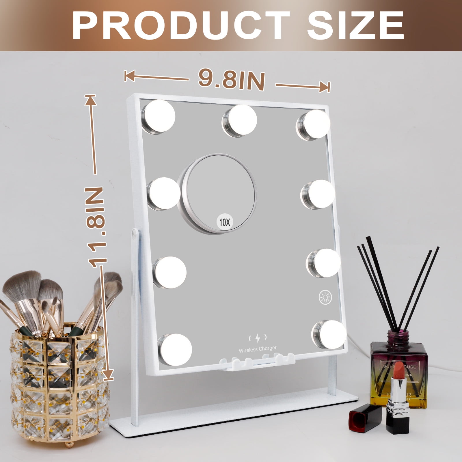 Fenair Bluetooth Vanity Mirror with Lights - White