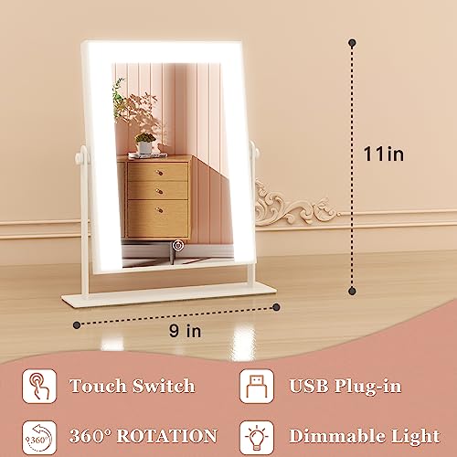 Illuminated Touch Control Makeup Mirror, 22.9 x 28 cm