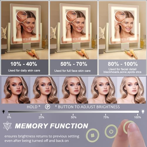 LuxeVue Lighted 15X Magnification Vanity Mirror