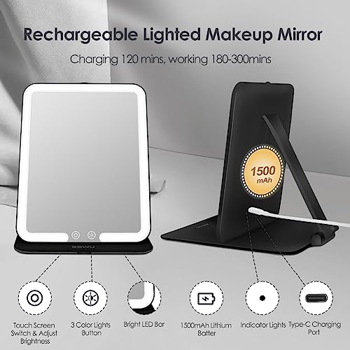 Portable LED Travel Makeup Mirror with Adjustable Stand