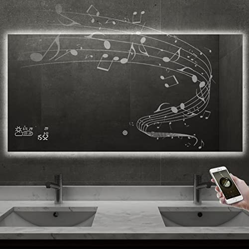 Bluetooth Bathroom Mirror with LED Touch Display