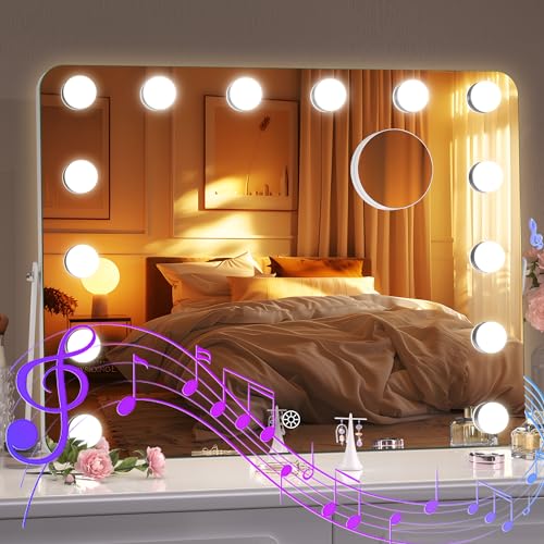 LED Makeup Mirror with Bluetooth Speaker and Lights