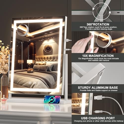 LED Vanity Mirror with Bluetooth Speaker & 10X Magnification