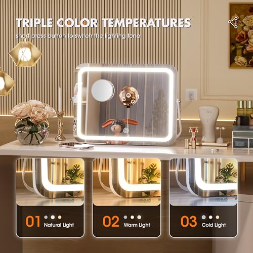 LED Makeup Mirror with Bluetooth Speaker & Lights