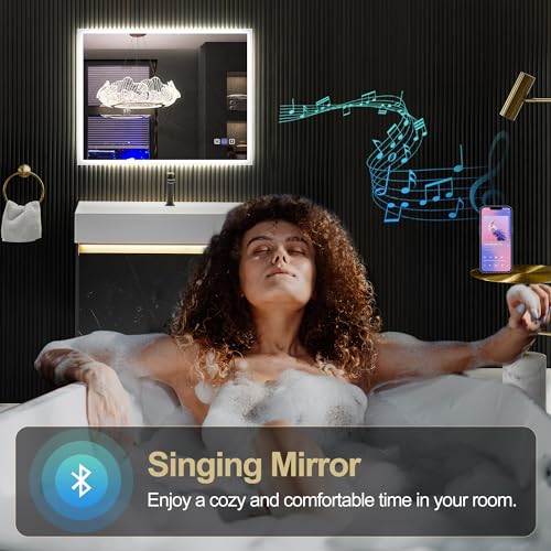 LED Bathroom Mirror with Bluetooth & Anti-Fog