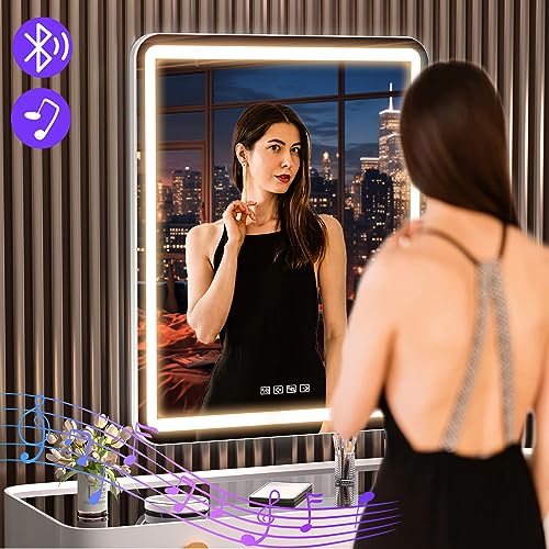 Illuminated Vanity Mirror with Bluetooth Speaker