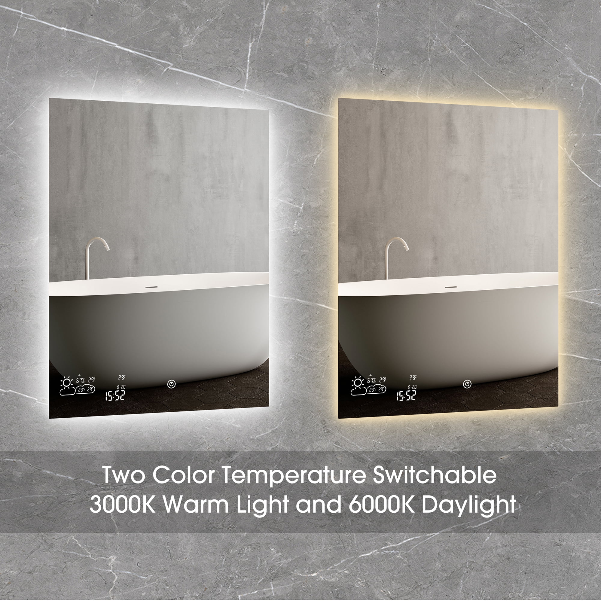 LED Bathroom Mirror with Bluetooth Speaker & Anti-fog