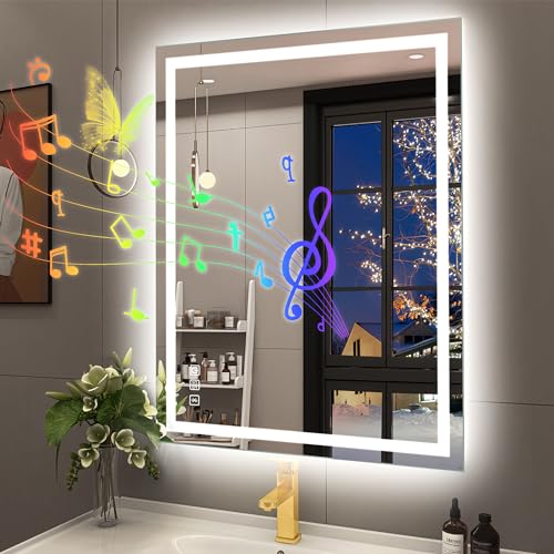 LED Bathroom Mirror with Lights and Bluetooth Speaker