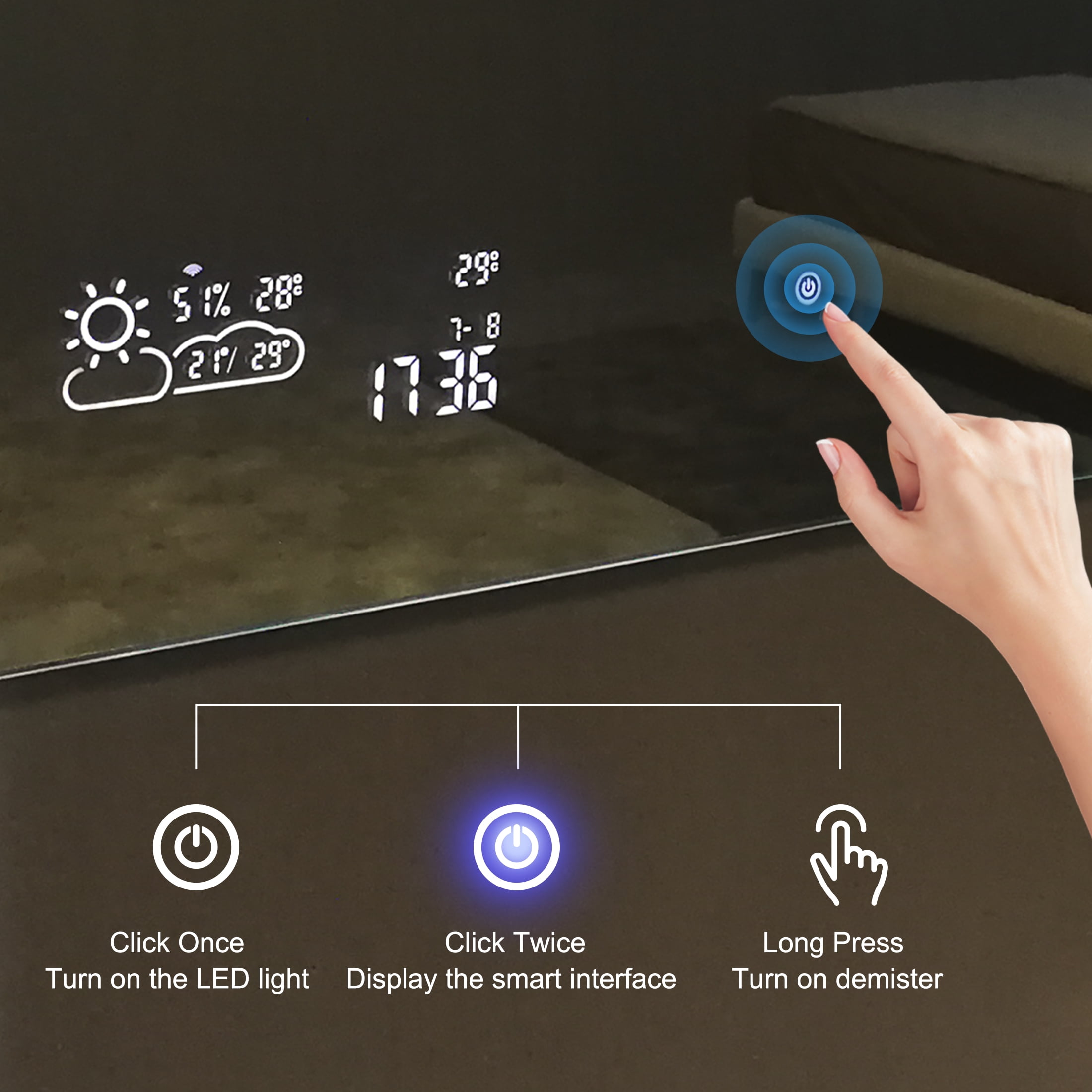 LED Bathroom Mirror with Bluetooth Speaker & Anti-fog