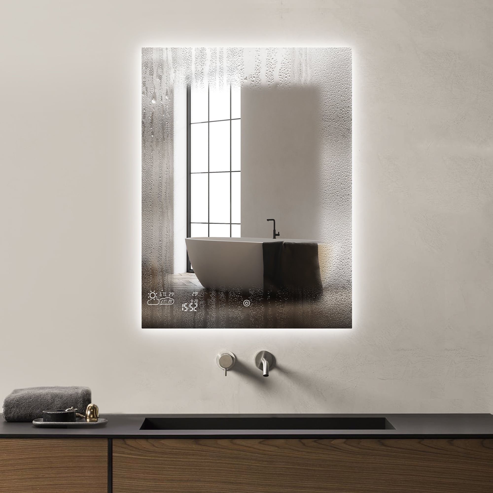 LED Bathroom Mirror with Bluetooth Speaker & Anti-fog