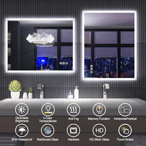 LED Bathroom Mirror with Bluetooth & Anti-Fog