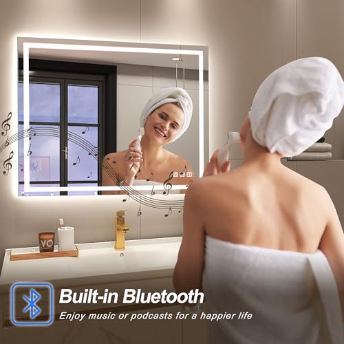 LED Bathroom Mirror with Lights and Bluetooth Speaker