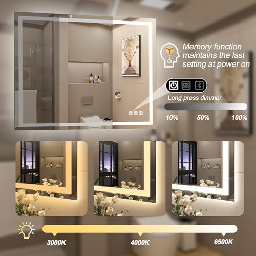 LED Bathroom Mirror with Lights and Bluetooth Speaker
