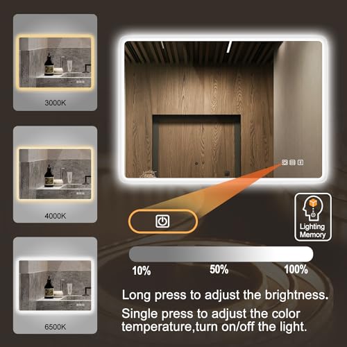 32"x24" Smart LED Bathroom Mirror with Bluetooth