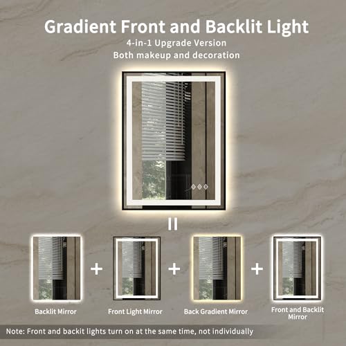 WIAONE 24x32 Inch LED Backlit Bathroom Mirror