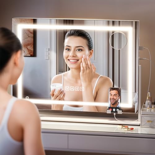 Lighted Makeup Mirror with Bluetooth Speaker & USB Ports