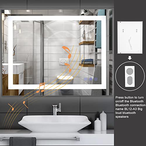 Dimmable LED Bathroom Mirror with Bluetooth Speaker