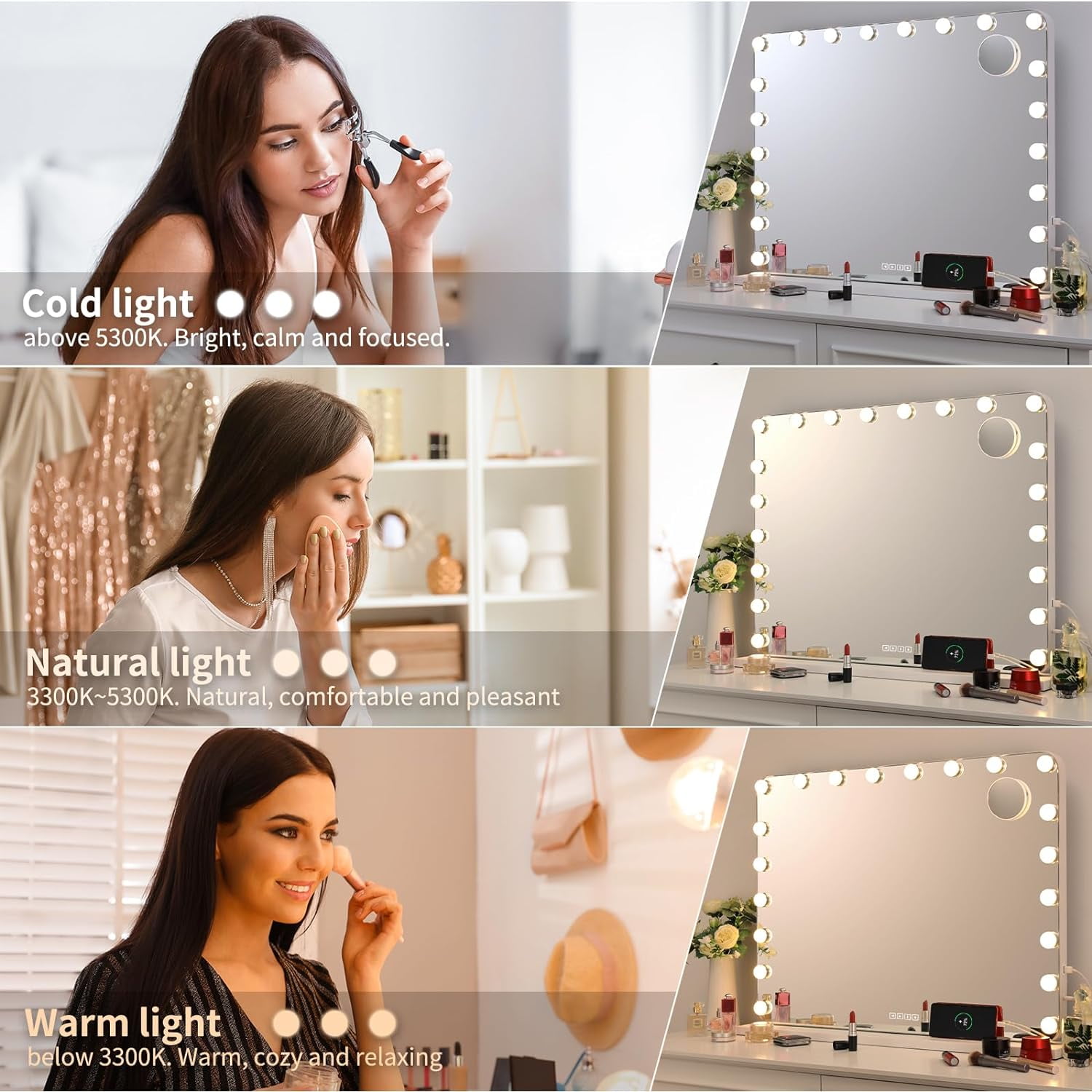 Pirecart Bluetooth Vanity Mirror with Lights and USB