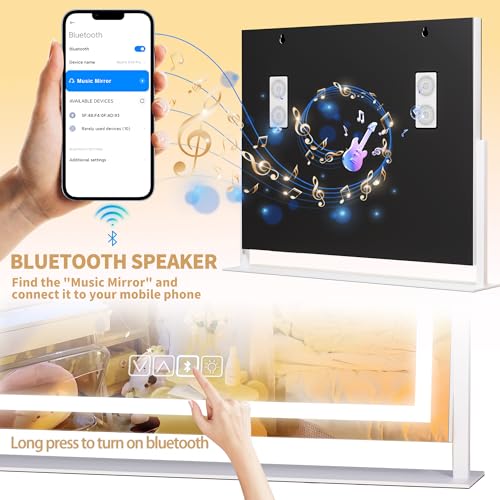 LED Vanity Mirror with Lights and Bluetooth Speaker