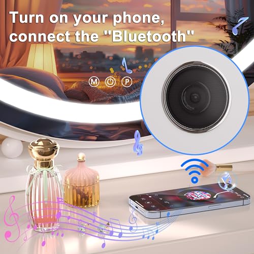 Hasipu 24" LED Vanity Mirror with Bluetooth Lights