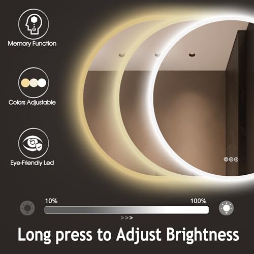 32” Round LED Bathroom Mirror with Bluetooth Speaker