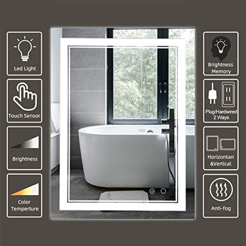 Dimmable LED Wall-Mounted Anti-Fog Bathroom Mirror