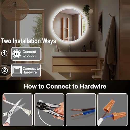 32” Round LED Bathroom Mirror with Bluetooth Speaker