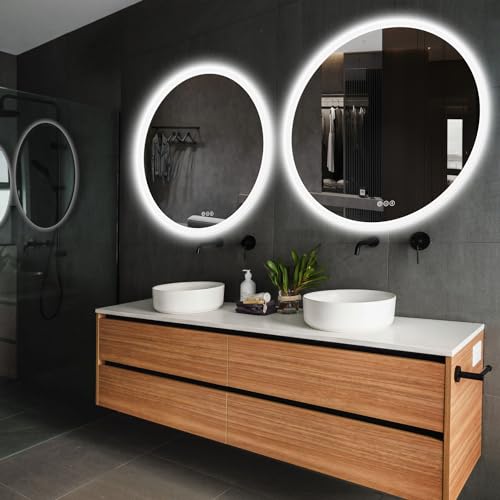 32” Round LED Bathroom Mirror with Bluetooth Speaker