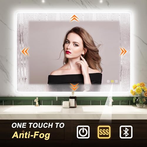 LED Bathroom Mirror with Bluetooth Speaker & Anti-Fog
