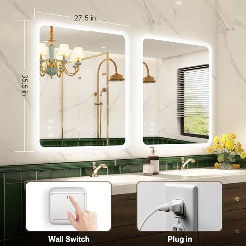LED Bathroom Mirror with Bluetooth Speaker & Anti-Fog