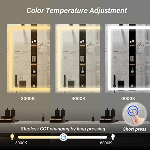 LED Bathroom Mirror with Dimmable Light and Anti-Fog