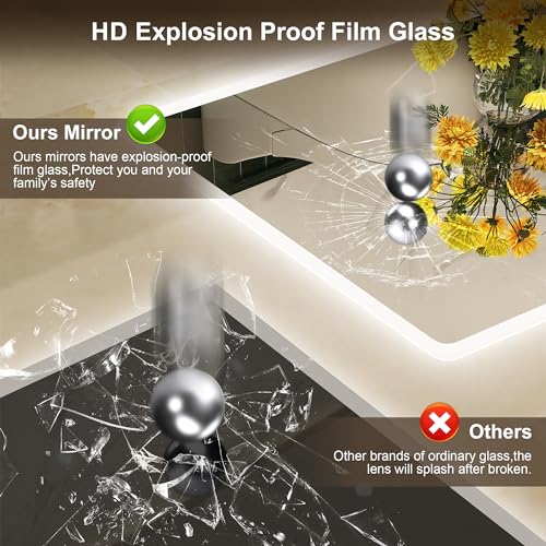 LED Bathroom Mirror with Bluetooth Speaker & Anti-Fog