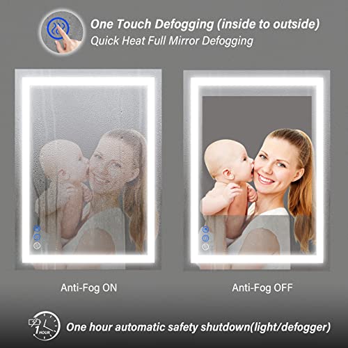 LED Bathroom Mirror with Dimmable Light and Anti-Fog