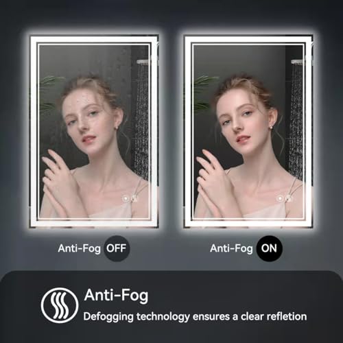 24"x36" Dimmable LED Bathroom Mirror with Anti-Fog