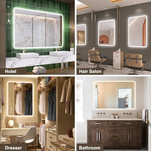 LED Bathroom Mirror with Bluetooth Speaker & Anti-Fog