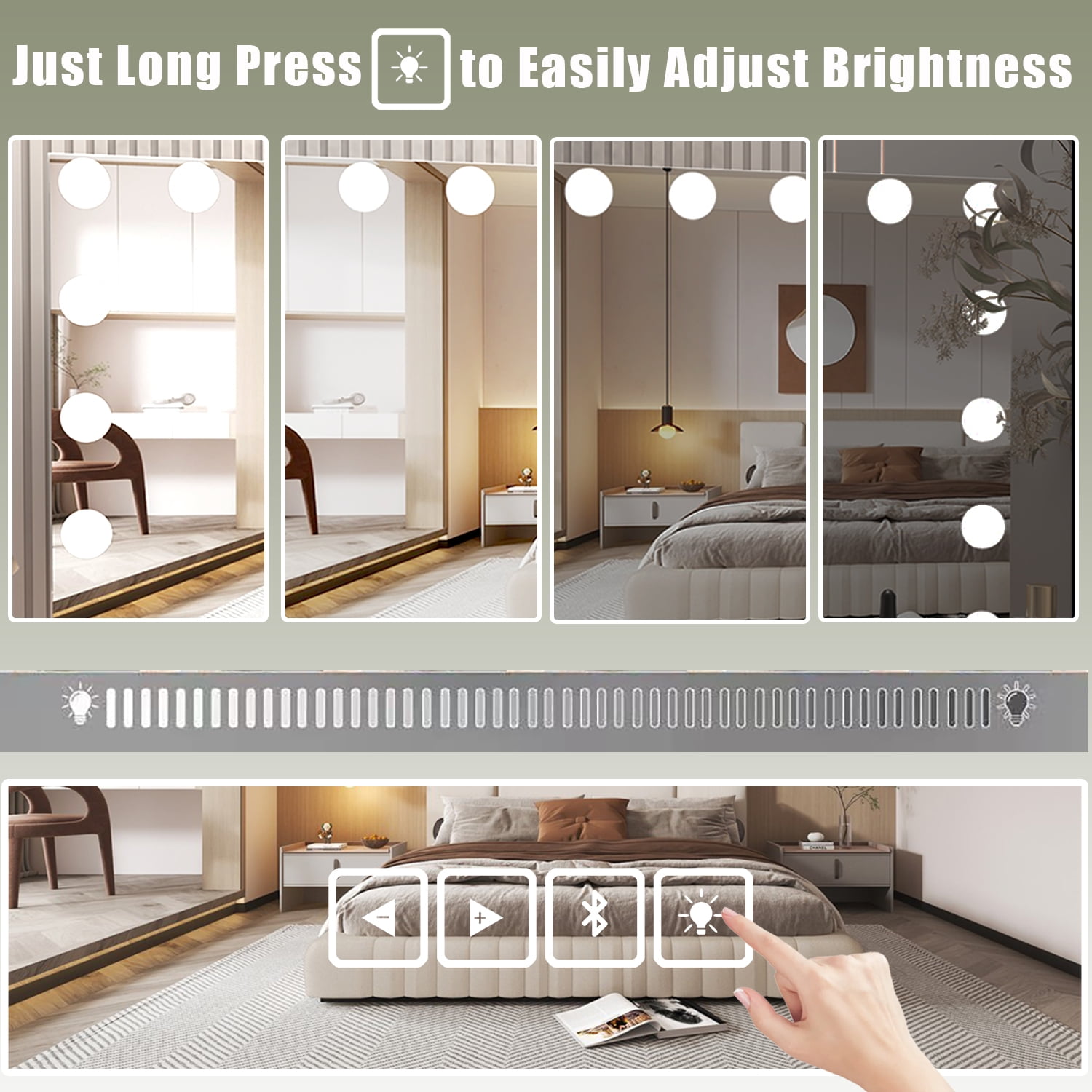 Bluetooth Hollywood Makeup Mirror with Lights and Colors