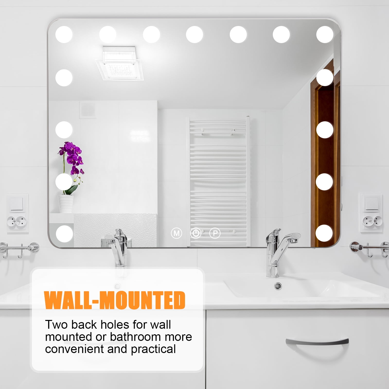 Large Lighted Vanity Mirror with 10X Magnification