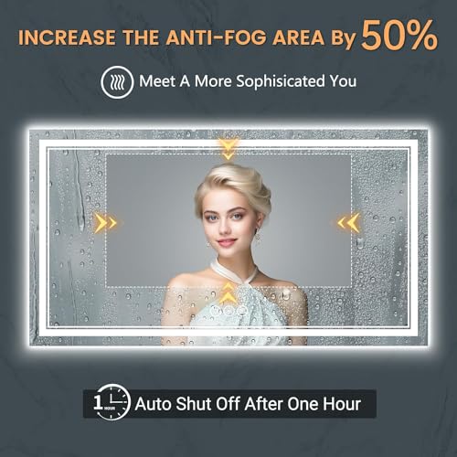 55x30 Inch Lighted Anti-Fog Bathroom Mirror