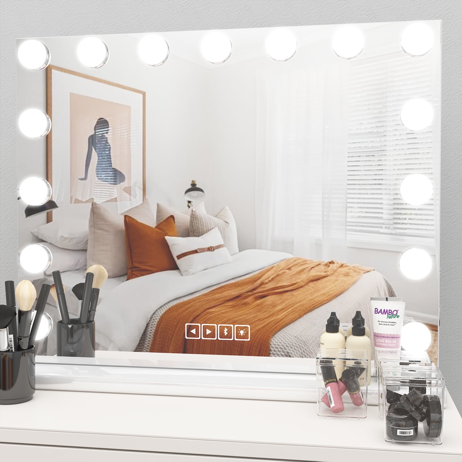 Bluetooth Hollywood Makeup Mirror with Lights and Colors