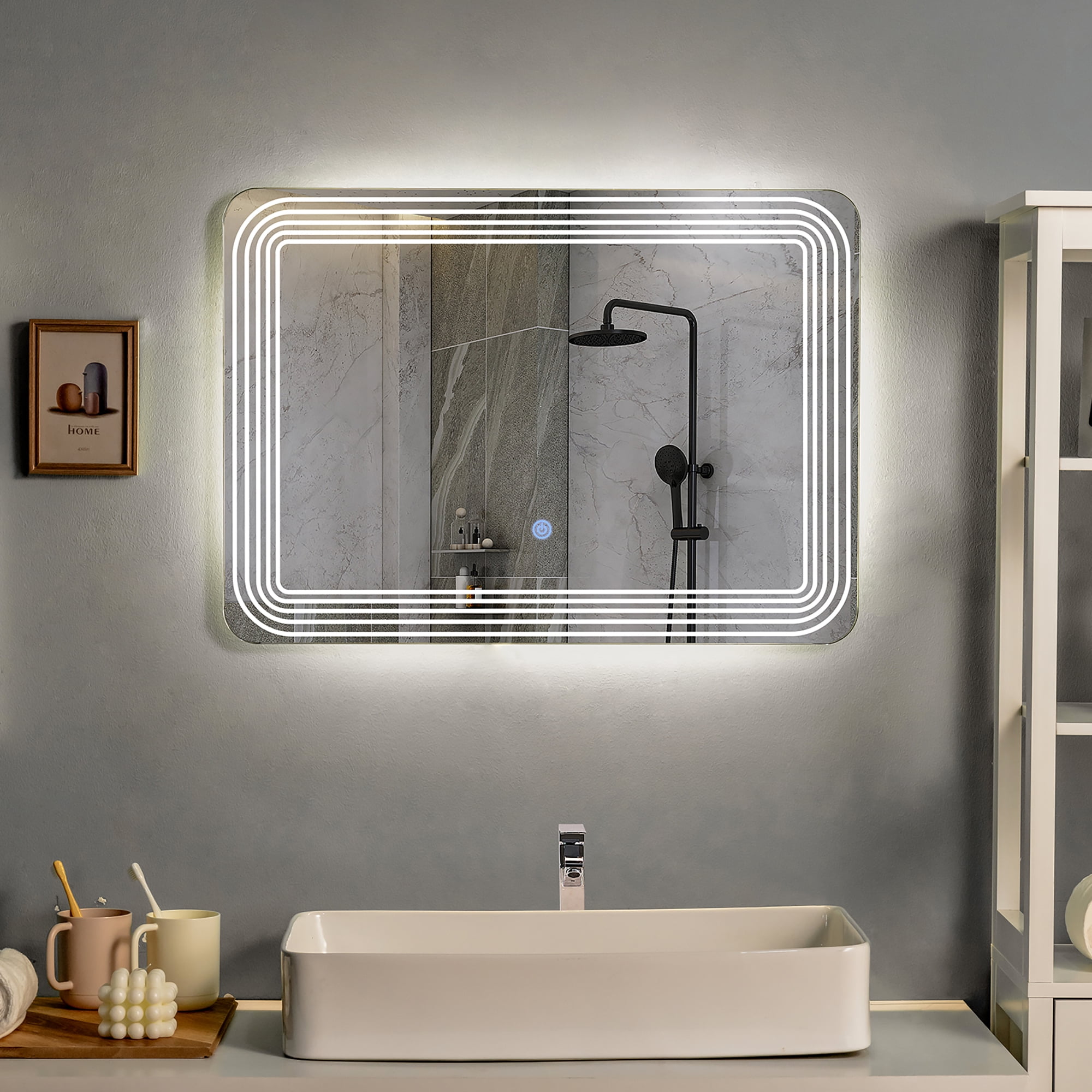 Rectangle LED Bathroom Mirror with Dimmable Touch Switch