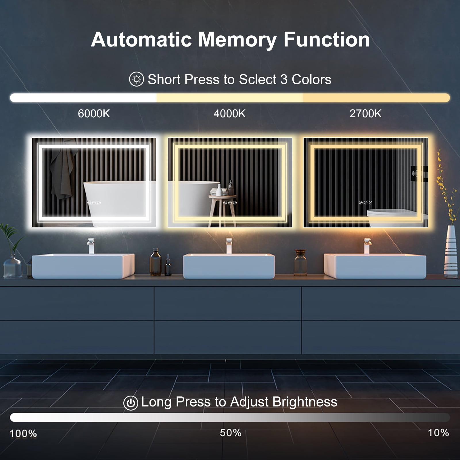 LED Backlit Bathroom Mirror with Smart Features