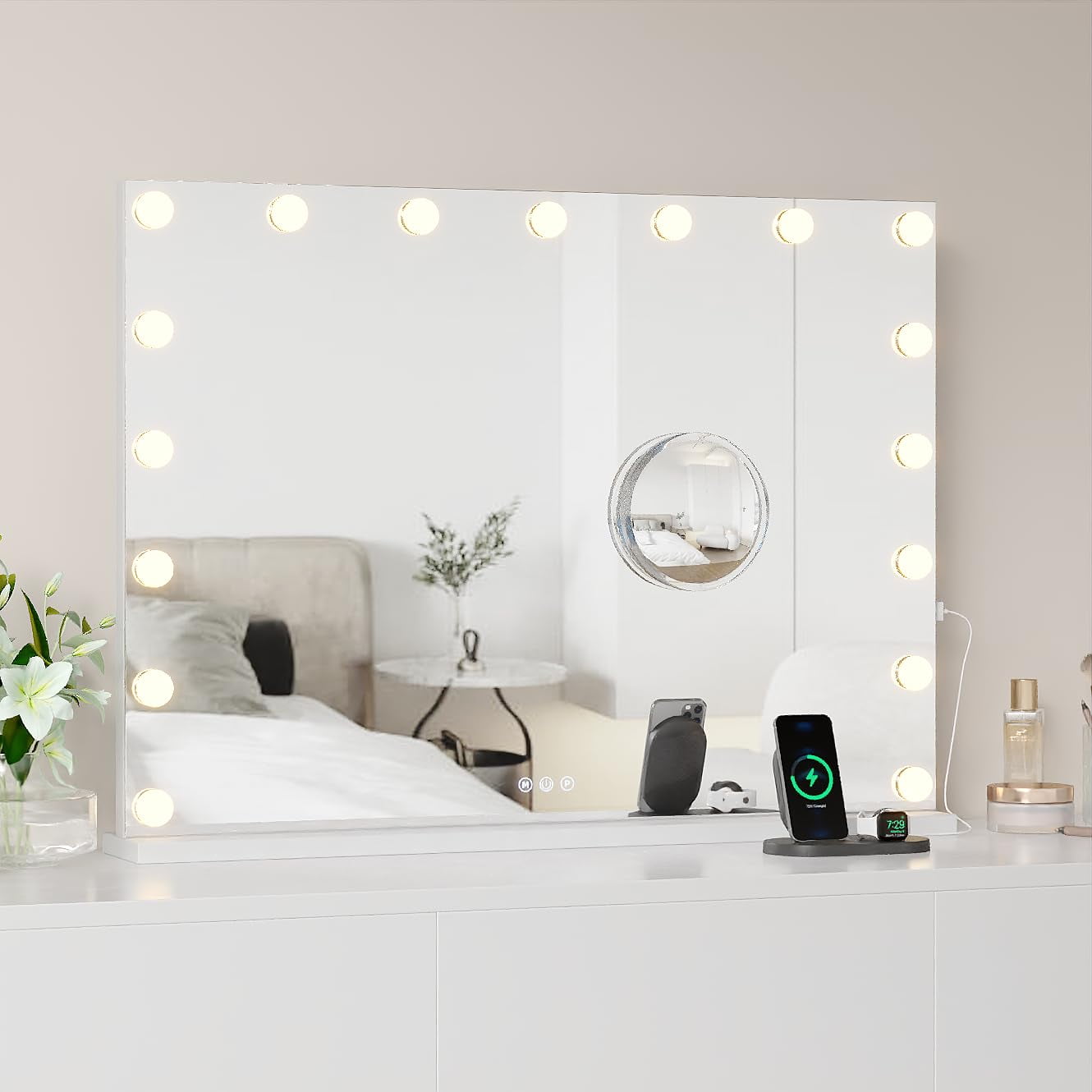 19" LED Vanity Makeup Mirror with 360° Rotation