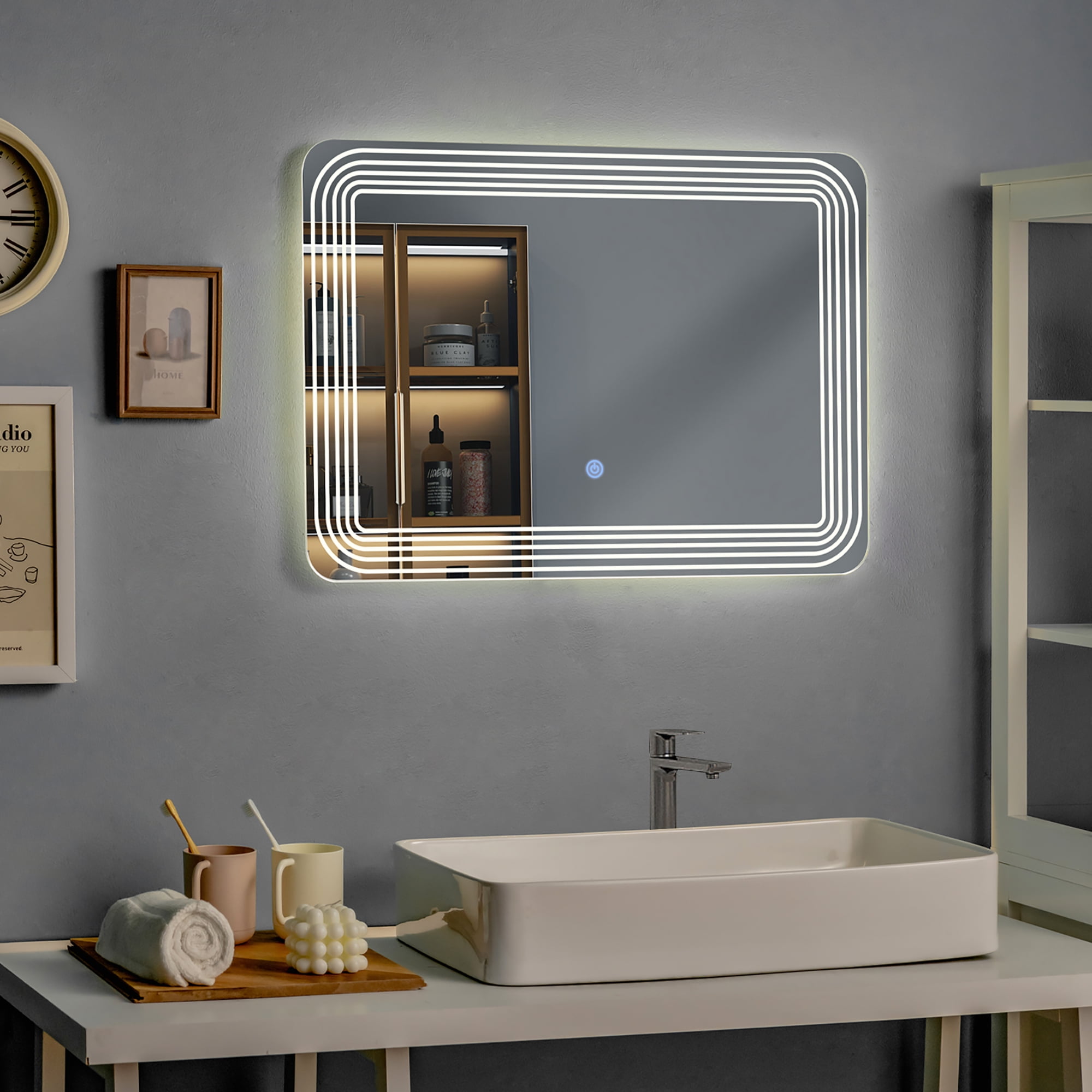 Rectangle LED Bathroom Mirror with Dimmable Touch Switch